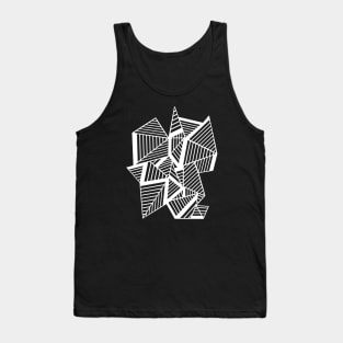 Abstract Lines Black with White Tank Top